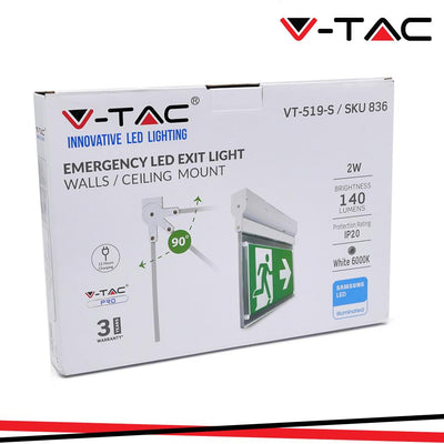 2W LED WALL SURFACE EMERGENCY EXIT LIGHT 6000K