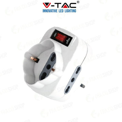 ADAPTTATORE ROTANTE , SPINA 10A 2 PRESE 2P+T 10/16A BIPASSO+ 1 PRESA BIPASSO/SCHUKO CON PROTEZIONE DE SOVRACCARICO