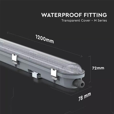 PLAFONIERA IMPERMEABILE LED SERIE M 1200MM 36W 4000K COPERTURA TRASPARENTE 120 LM/W