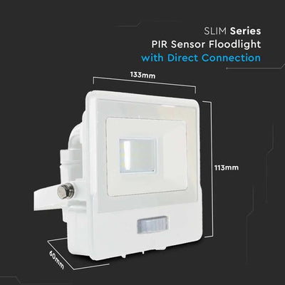 10W LED PIR SENSORE PROIETTORE SAMSUNG CORPO BIANCO 6500K