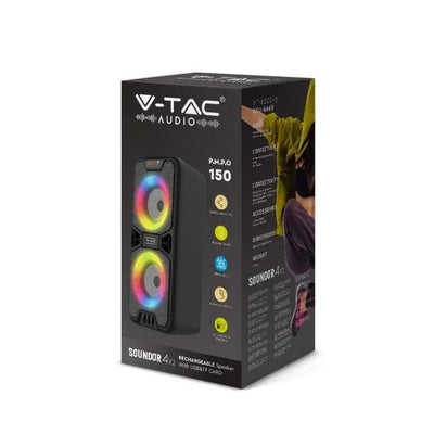 ALTOPARLANTE RICARICABILE 2X10W USB E SLOT PER SCHEDE TF RGB WOOFER DA 2X4 POLLICI
