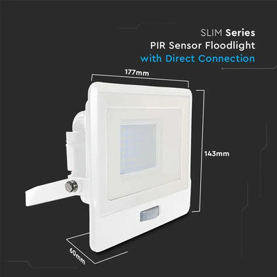 30W LED PIR SENSORE PROIETTORE SAMSUNG CORPO BIANCO 6500K