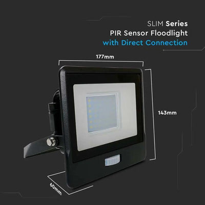 30W LED PIR SENSORE PROIETTORE SAMSUNG CHIP CORPO NERO 3000K