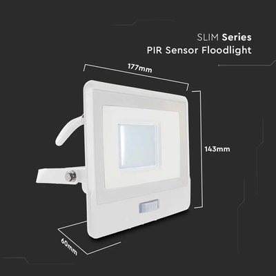 30W LED PIR SENSORE PROIETTORE SAMSUNG CORPO BIANCO 6400K 1M CAVO