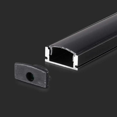 KIT DI MONTAGGIO PER STRISCE IN ALLUMINIO CON DIFFUSORE NERO 2000X17.4X7MM