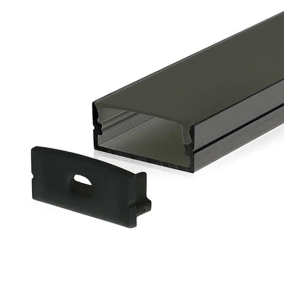 KIT DI MONTAGGIO PER STRISCE IN ALLUMINIO CON DIFFUSORE NERO 2000X23.5X10MM