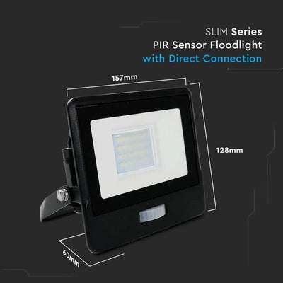 20W LED PIR SENSORE PROIETTORE SAMSUNG CHIP CORPO NERO 3000K