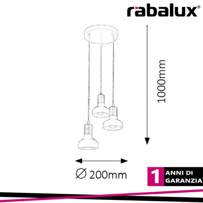 PENDENTE AGRIFOGLIO 3XE14 BIANCO