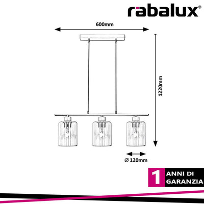 MIROSLAW, GLASS PENDANT LAMP, E27 3X MAX 40W, MATT BLACK