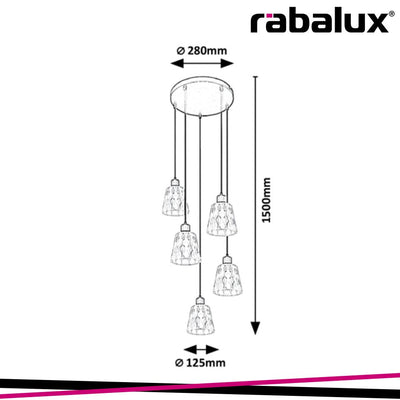 JARINA, GLASS PENDANT , E27 5XMAX 40W, BLACK, TRANSPARENT