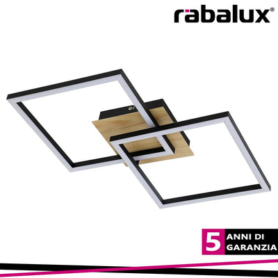 ASHTON, LED CEILING LAMP,MATT BLACK WITH WOOD PEINTED BASE,