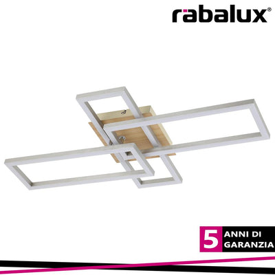 ASHTON, LED CEILING LAMP,SATIN CHROME WITH WOOD PEINTED BASE