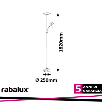VLASTA, FLOORLAMP WITH READING ARM, SATIN CHROME, WITH INBUI