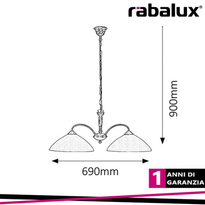 REGINA, PENDANT LAMP 2 ARMS, L69CM