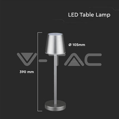 3W LED LAMPADA DA TAVOLO RICARICABILE TOUCH DIMMERABILE CORPO GRIGIO 4000K