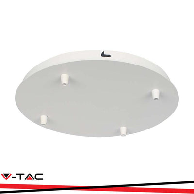 ROSONE PER LAMPADARIO IN ACCIAIO D300*H25MM CON 5 FORI SULLA SUPERFICIE- BIANCO OPACO