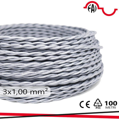 CAVO SETA DOPPIO ISOL. 3X1MM ARGENTO