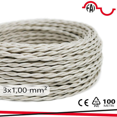 CAVO SETA DOPPIO ISOL. 3X1MM AVORIO