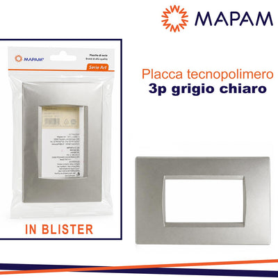 PLACCA TECNOPOLIMERO T1 3P GRIGIO CHIARO