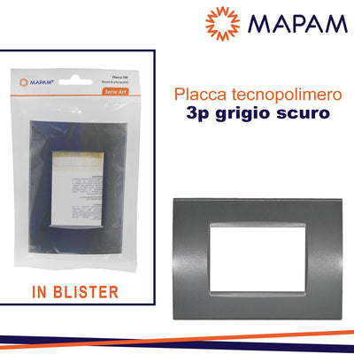 PLACCA TECNOPOLIMERO T1 3P GRIGIO SCURO