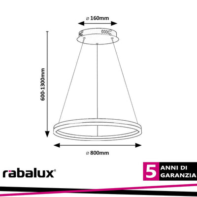 ISAURE,IND.PEND. LED45W, D80CM CCT 3000-6500K