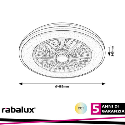DALFON2,IND.FAN-ASSISTED LED48W, 2800LM CCT 3000-4000-6500K