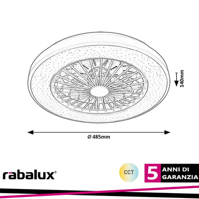 DALFON2,IND.FAN-ASSISTED, LED48W, WHITE CCT 3000-4000-6500K
