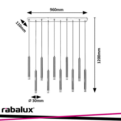 RAMIRA,IND.PEND.G9 10XMAX5W, L96CM,BLACK