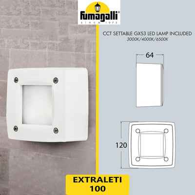 EXTRALETI 100 SQUARE BIANCO OPALE GX53 CCT