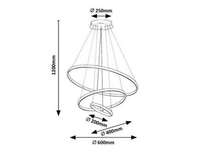 BELIZAIND PEND LED 90W 3 ROUND GOLD