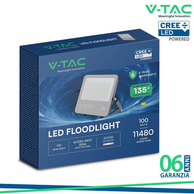 FARO SLIM LED SMD CHIP CREE 100W 135LM/W CAVO 1M NERO 3000K IP65