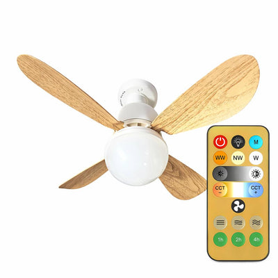 VENTILATORE 42CM 4 PALE BIACHE/LEGNO 22W CCT 1200LM