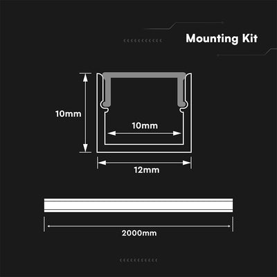 PROFILO LINEARE PER STRIP LED FINO A 10MM, ALLUMINIO SILVER CON COPERTURA OPACA 2000X12X10MM