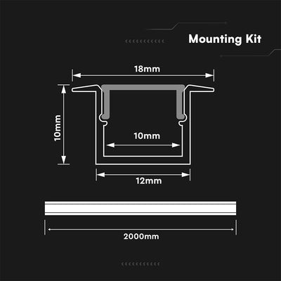 PROFILO LINEARE DA INCASSO PER STRIP LED FINO A 2000*12*10MM