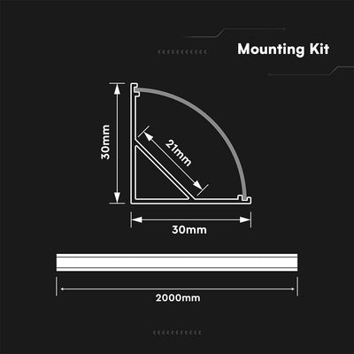 PROFILO LINEARE DA INCASSO PER STRIP LED FINO A CORNER 2000*30*30MM