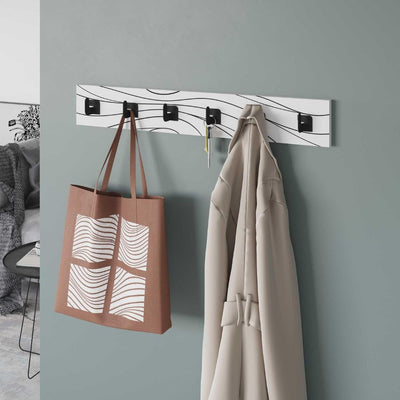 Appendiabiti a muro Flow 6 ganci colore bianco con dettagli neri