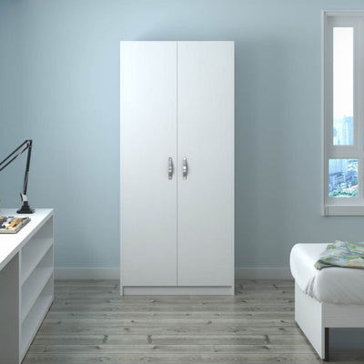 Armadio 210 cm due ante bianco frassinato