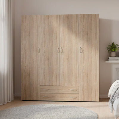 Armadio 4 ante 2 cassetti Seba 4 colore rovere sonoma