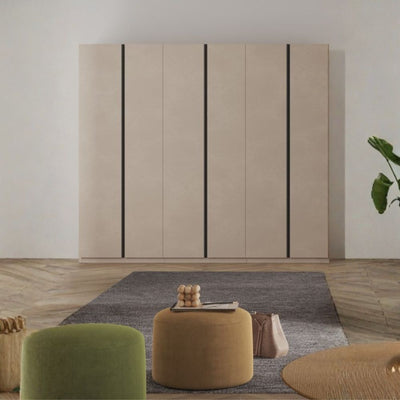 Armadio Londra 6 ante battenti in finitura cashmere e maniglie antracite