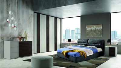 Camera da letto Cecilia grigio frassinato con inserti noce scuro