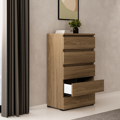 Cassettiera noce naturale 5 cassetti 75x40x127H