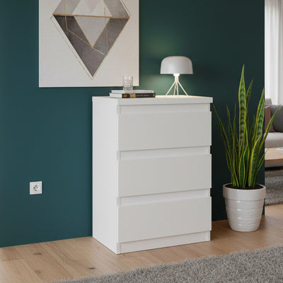 Cassettiera Morgan 3 cassetti 41.8 x H 61.5 x 32.2 cm colore bianco