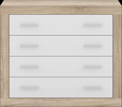 Cassettiera Sara 4 cassetti con struttura rovere e frontali bianco