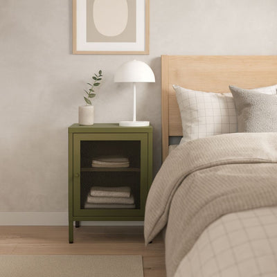 Comodino Fayna19363 in metallo con 1 anta colore verde