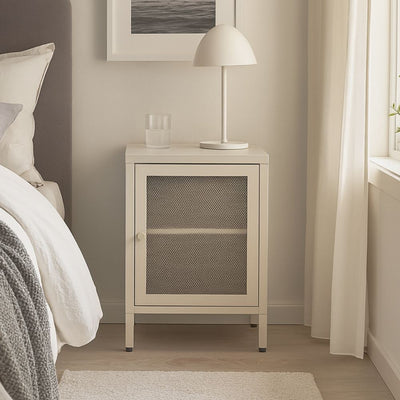 Comodino Fayna19365 in metallo con 1 anta colore sabbia