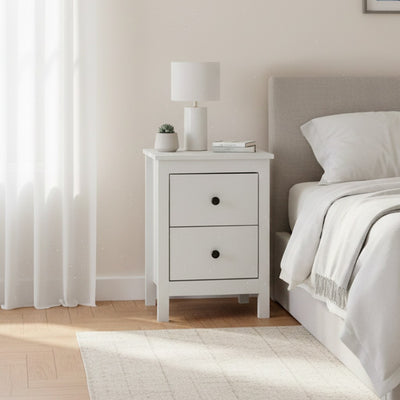 Comodino Karlstad 61A con 2 cassetti colore bianco