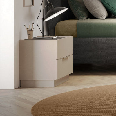 Comodino Musto 2 cassetti colore cashmere e antracite