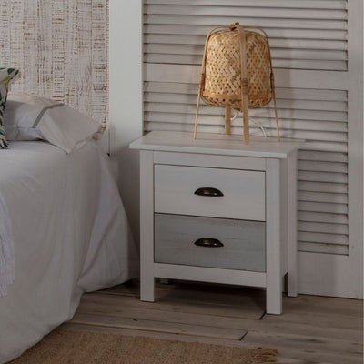 Comodino Romantica 2 cassetti in legno massiccio multicolor