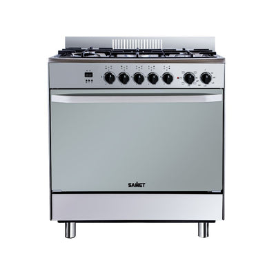 Cucina a gas Stromboli 80x55 cm. con forno e grill elettrici colore inox classe A