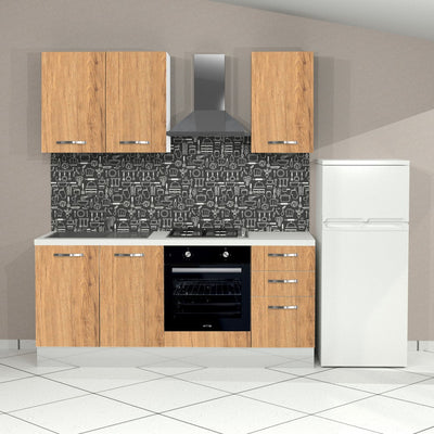 Cucina Taurus 195 sinistra colore cassa bianco e frontali nebraska con elettrodomestici inclusi